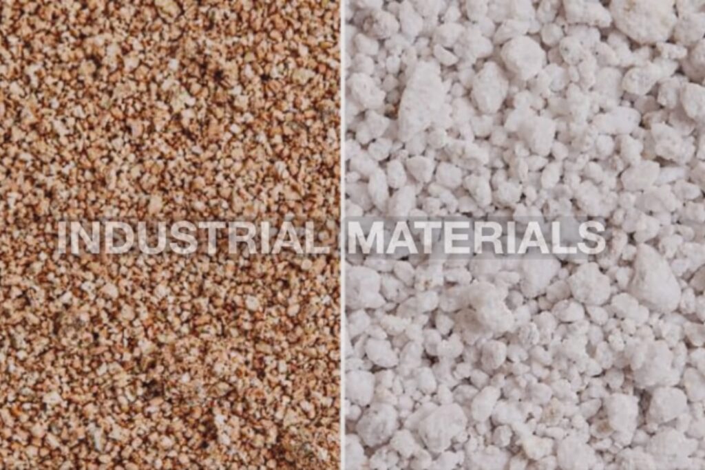 Perlite vs Vermiculite in Kenya comparison showing lightweight insulation materials used in horticulture, construction, hydroponics, and thermal insulation supplied by Industrial Materials Kenya