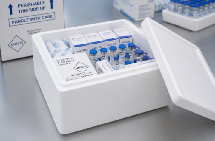 High-quality 10kg Styrofoam cooler box supplied by Industrial Materials Kenya in Nairobi for fish, meat, pharmaceutical and cold chain transportation.